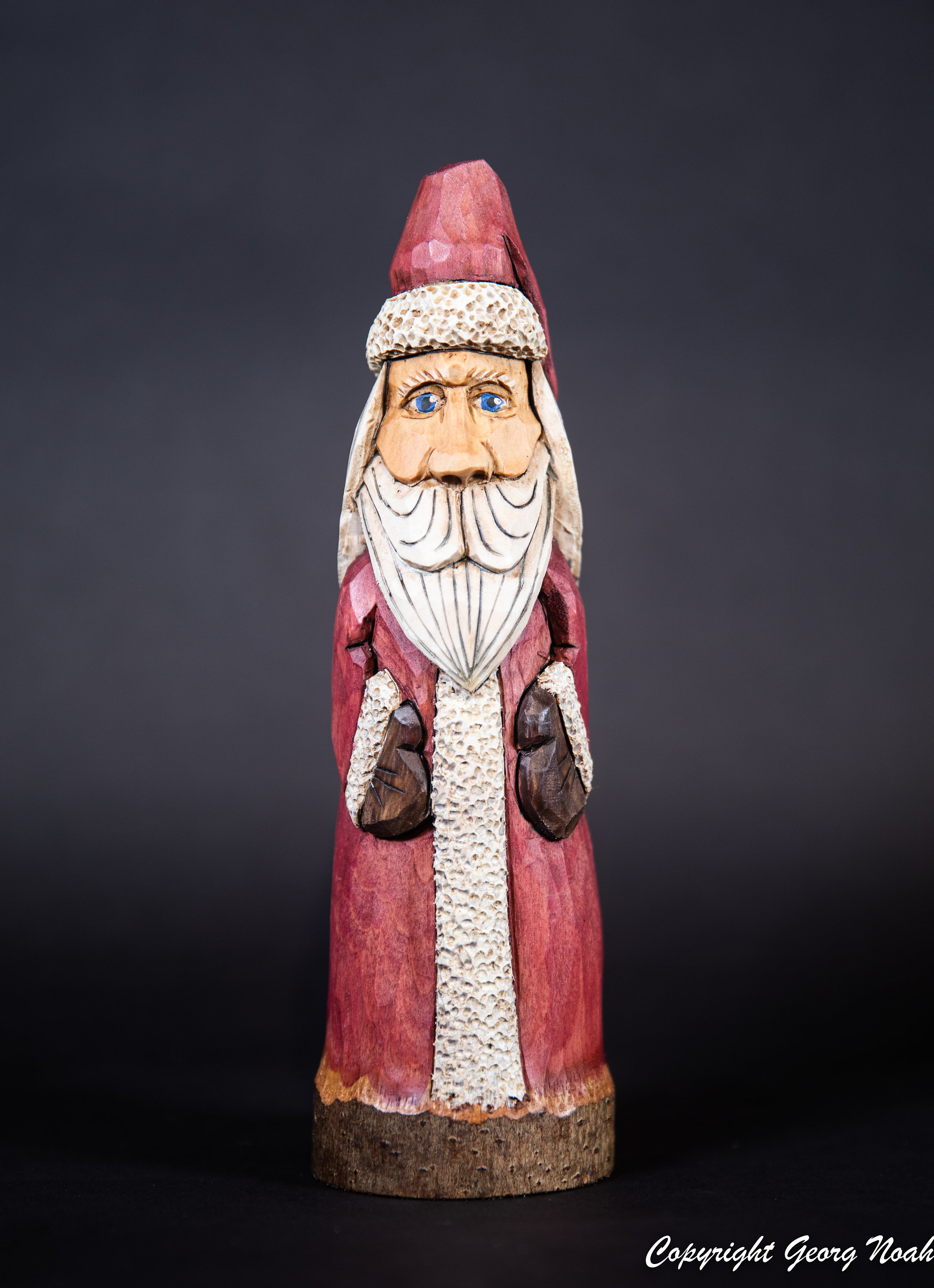 Hand Carved Wood, Woodcarving, Basswood Branch Santa by Noah
