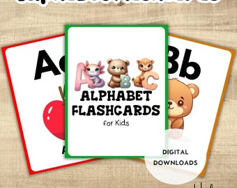 ABC Alphabet Animal Flashcards for Kids: Homeschool Printable (Digital Download)