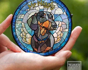 Pet Memorial Gift • Custom Dog Stained Glass Suncatcher • Rainbow Bridge Keepsake • Pet Loss Remembrance Decor • Dog Lover • Dog Loss