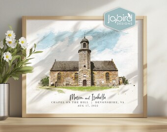 Venue Portrait, Wedding Gift, Custom Portrait, 1st Anniversary Gift, Watercolor Portrait, Couple Gift, Digital Download, Painting from Photo