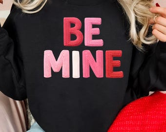 Faux Yarn Valentine Be Mine Png, Latch Hook Yarn Valentine Png, Trendy Crochet Valentine Love Shirt Png, Valentine Png