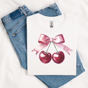 Cherry Coquette Png, Coquette Png, Valentines Png, Cherry Bow Png, Valentines Bow Png, Love You Cherry Much Png, pink Bow Png