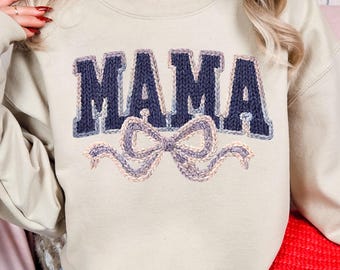 Preppy Mama faux yarn PNG, Simple Mom PNG, Preppy Mom PNG, Sublimation and Dtf Png, Faux yarn mama, Coquette Png