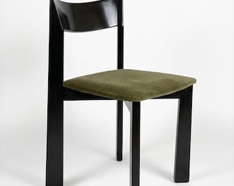 4 sillas de comedor postmodernas Bauhaus de terciopelo, estilo vintage, madera y acero, estilo de mediados de siglo, para exteriores, estilo italiano, regalo, diseño de la era espacial, elegante Cassina