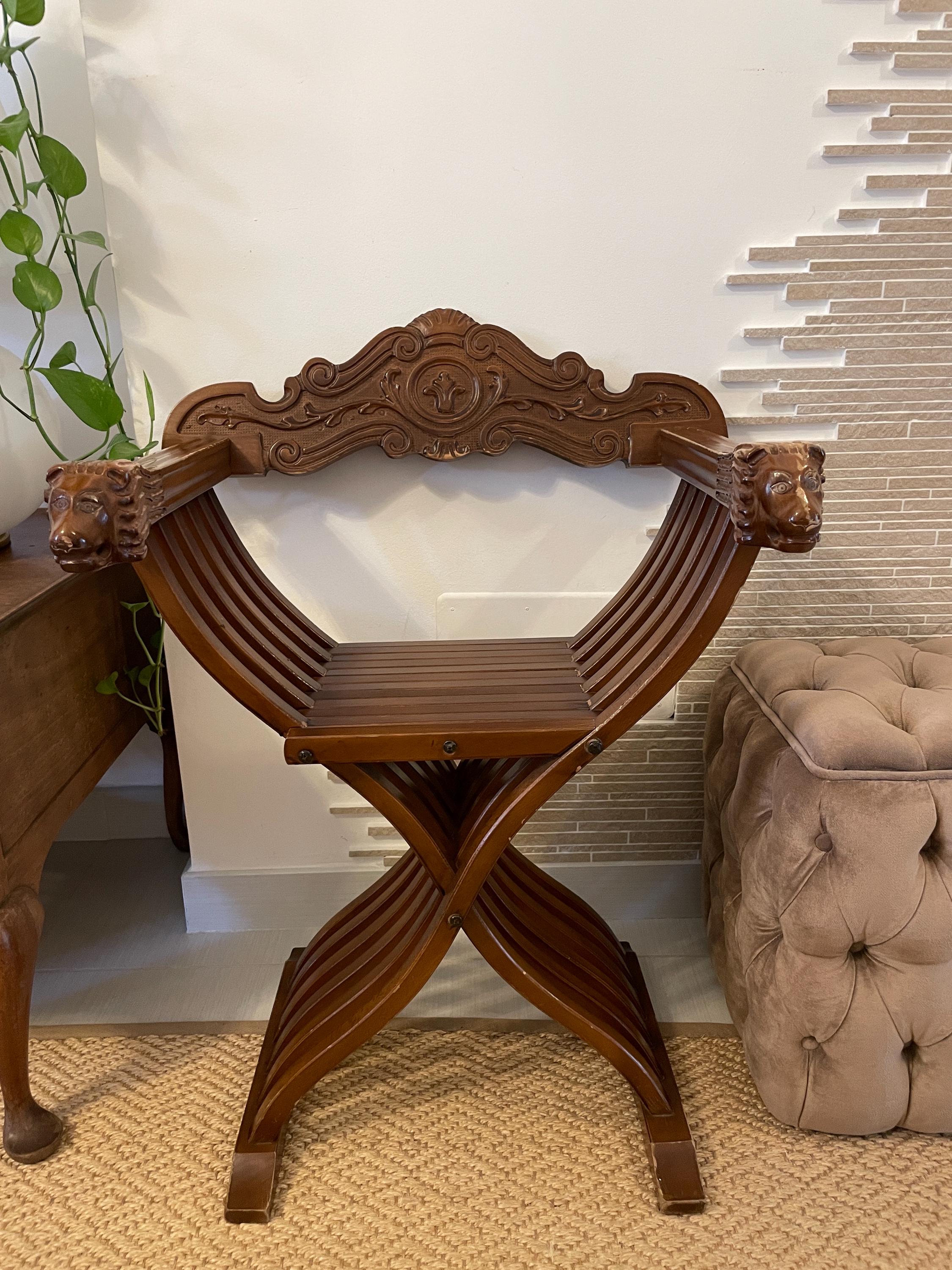 折りたたみ椅子、アームチェア、サヴォナローラ、ヴィンテージ、ミッド