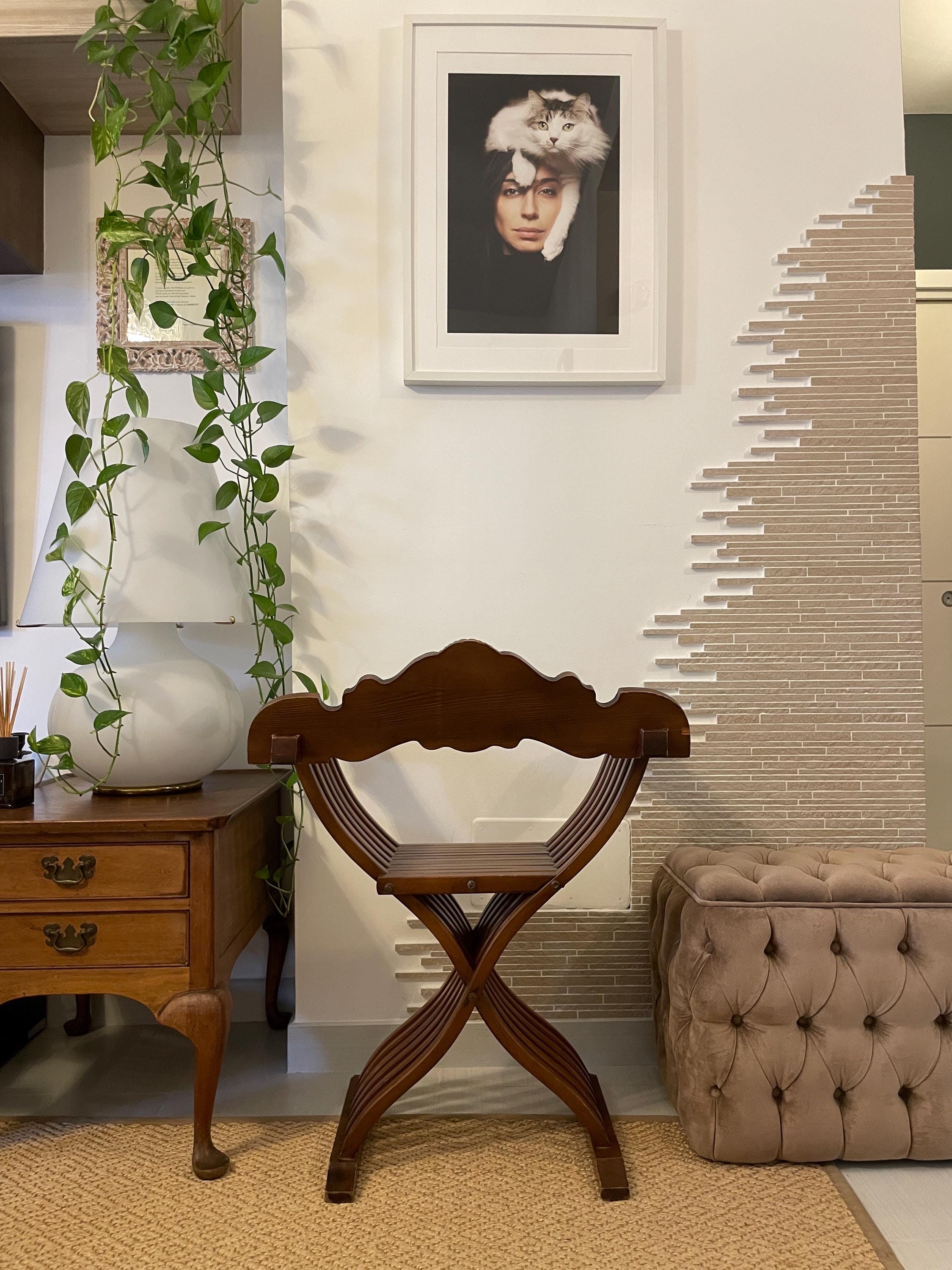 折りたたみ椅子、アームチェア、サヴォナローラ、ヴィンテージ、ミッド