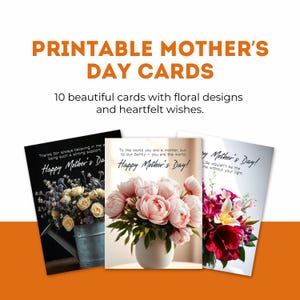 Elegante blumige Muttertagskarten: Druckbares PDF-Set mit süßen Wünschen für Last-Minute-Geschenk