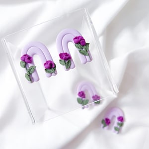 Handmade Hypoallergenic earrings, Stainless Steel, Polymer Clay Flower Earring, Clay Earrings, Handcrafted, Bridal Earrings, Gift, Wedding