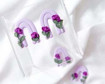 Handmade Polymer Clay Flower Earrings: Hypoallergenic Stainless Steel