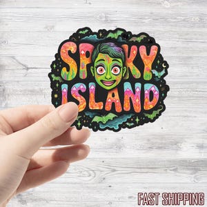 Spooky Island Sticker/Car Magnet, Funny Halloween Skeleton, Halloween Movie Sticker ,90s Nostalgia Halloween Sticker, Summer Spooky Sticker