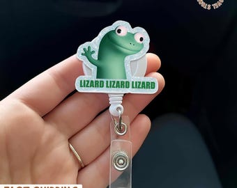 Bobine virale de badge lézard Tiktok – porte-carte d'identité gecko drôle, badge nominatif d'infirmière à la mode, clip esthétique pour hôpital, cadeau reptile mignon pour collègues
