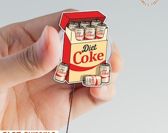 Diet Drink Cigarette Pack Badge Reel, Nurse Badge Reel, Retractable Badge Holder Nurses and Medical Staff, IV Bag Theme