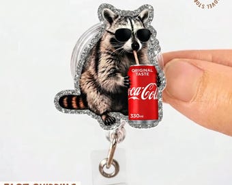 Portabadge originale Procoon Coke, porta badge retrattile per amanti della caffeina, clip in acrilico, per gli amanti delle bibite