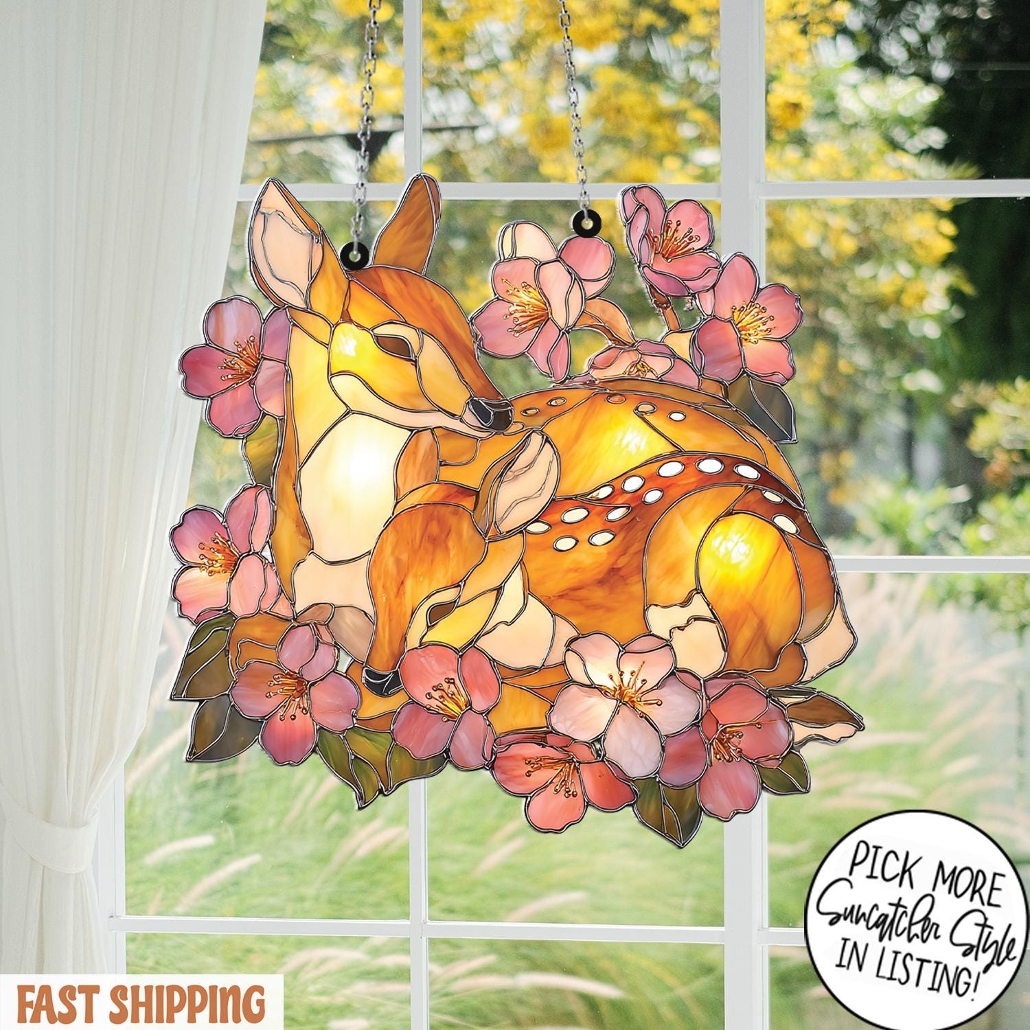Decor Christmas Colorful Acrylic Suncatcher, Bird Hanging Window Decor With Printed Stained Glass Style Design Sun Catcher, Rainbow Maker Wall Art, Gift Idea & Garden Ornament For Indoor Outdoor Use 7.8 X
