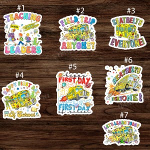 07 Magic School Bus Stickers, Cute Teacher Stickers, Field Trip Vinyl Decal, Back To School Sticker, Classroom Decor Gift Idea