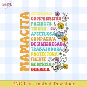 Mamacita PNG Sublimation, Spanish Mama Png, Madre Png, Happy Mother&#39;s Day, Mama Sweatshirt, Floral Madre Png, Latina Mom Png, Gif For Mom