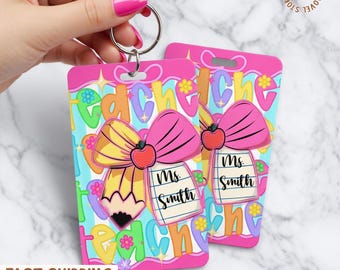 Aangepaste naam leraar Arcylic ID-kaarthouder: gepersonaliseerd cadeau leraar einde school, cadeau leraar waardering