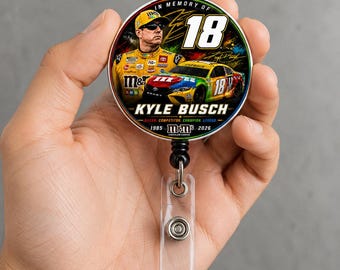 Bobine d'insigne commémoratif Kyle Busch, porte-carte d'identité commémoratif de fan de course hommage, bobine d'insigne tendance