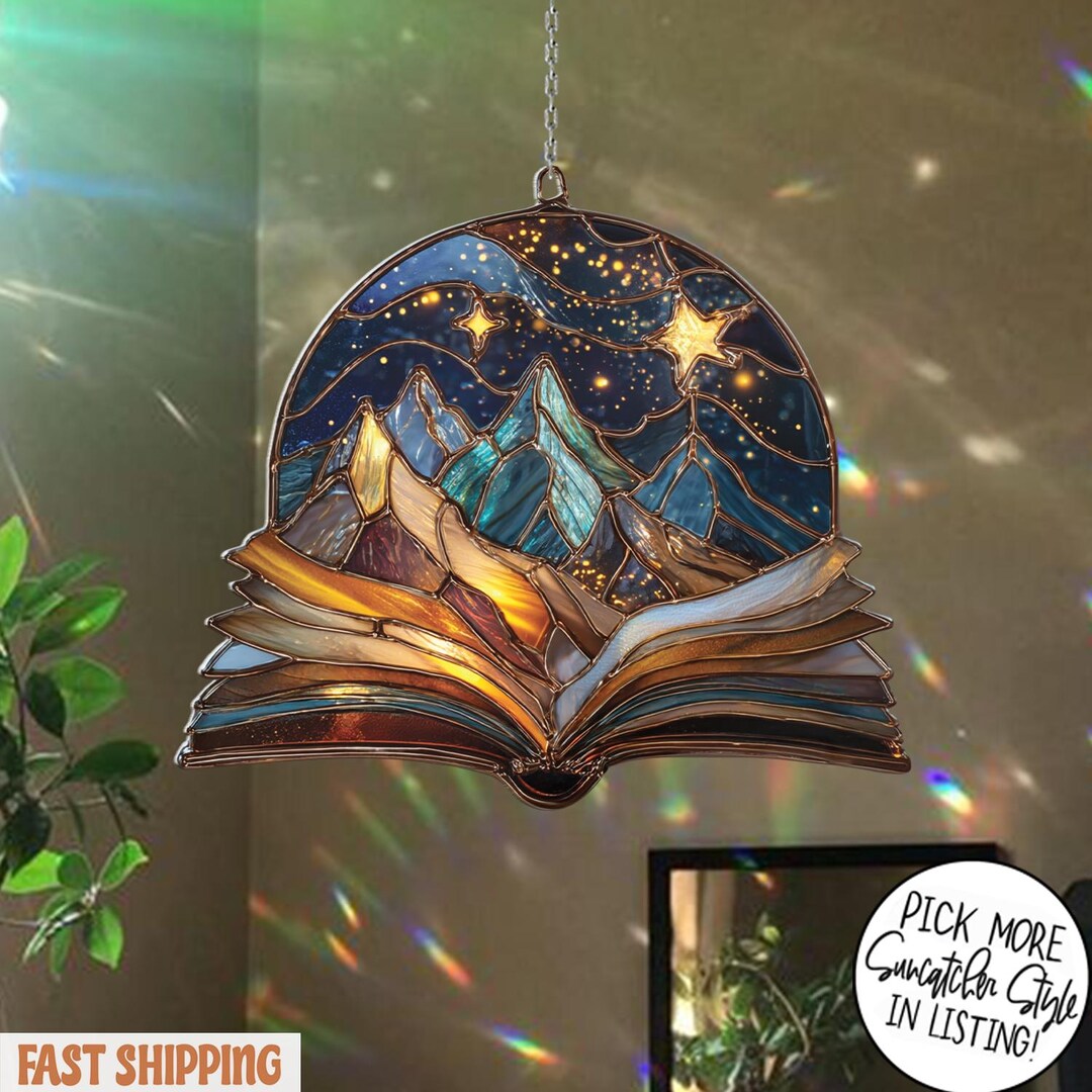 Fantasy Book Dragon Acrylic Suncatcher Ornament, Gift For Book Lovers, Dragon Lover