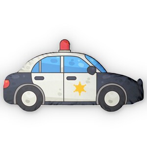 子供用パトカー型枕 - 子供用カスタムクッション、ユニークなおもちゃの寝具装飾、パーソナライズされた保育室のアクセント、誕生日プレゼント