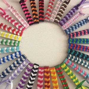 2 Ribbon Barrettes - braided, hair accessory, girl, 80's