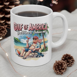 Taza del Golfo de América, divertida taza de café republicana patriótica, presidente Trump 4547, regalo político, regalo para amantes de Trump Patriot 2025 para él