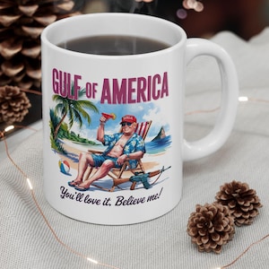 Taza del Golfo de América, divertida taza de café republicana patriótica, presidente Trump 4547, regalo político, regalo para amantes de Trump Patriot 2025 para él