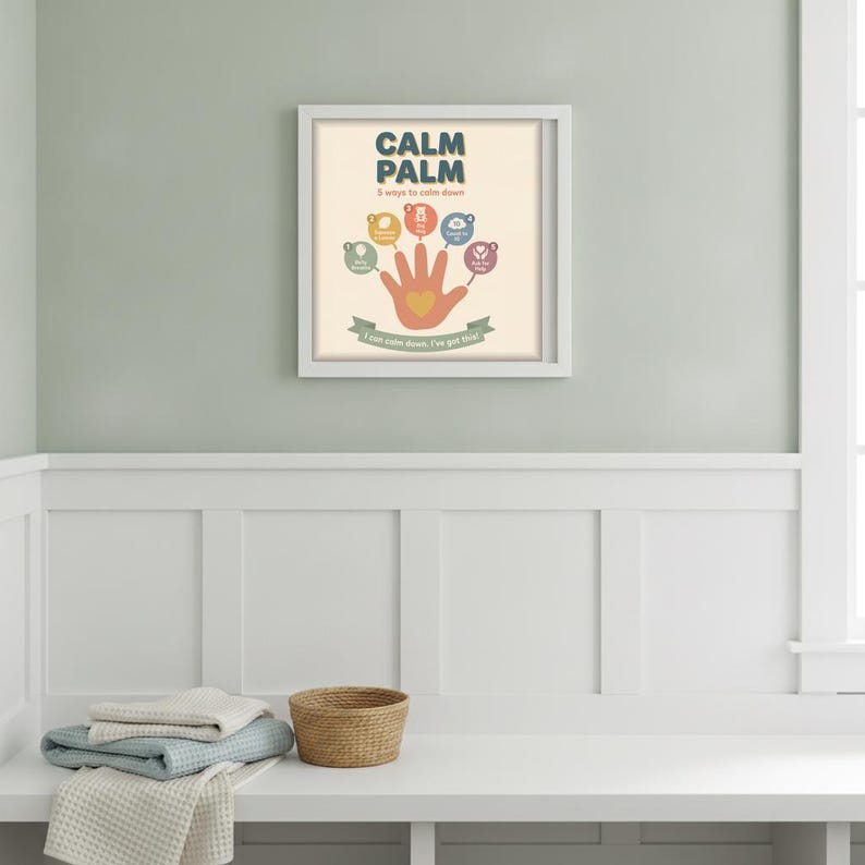 Calm Palm Poster for Kids, 5 Ways to Calm Down, Printable Calming ...