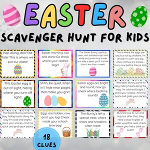 Easter Scavenger Hunt for Kids, Indoor Treasure Hunt Clues, Fun Easter Game, Hard Easter Hunt, Easter Egg Hunt, Kids Easter Activities