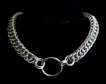 Half Persian Chainmail Choker, Stainless Steel O-ring Goth Punk Necklace