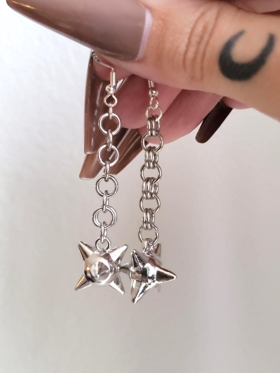 Flail Earrings - Stainless Steel Morning Star Pendant Chainmail - Etsy Japan