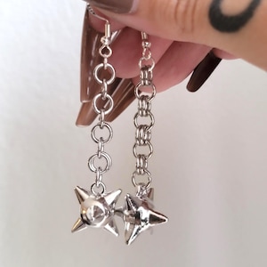 Flail Earrings - Stainless Steel Morning Star Pendant Chainmail