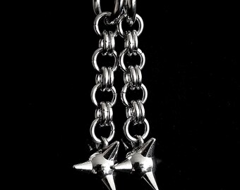 Flail Chainmail Earrings - Stainless Steel Huggies - Alt Chainmaille Goth Y2K