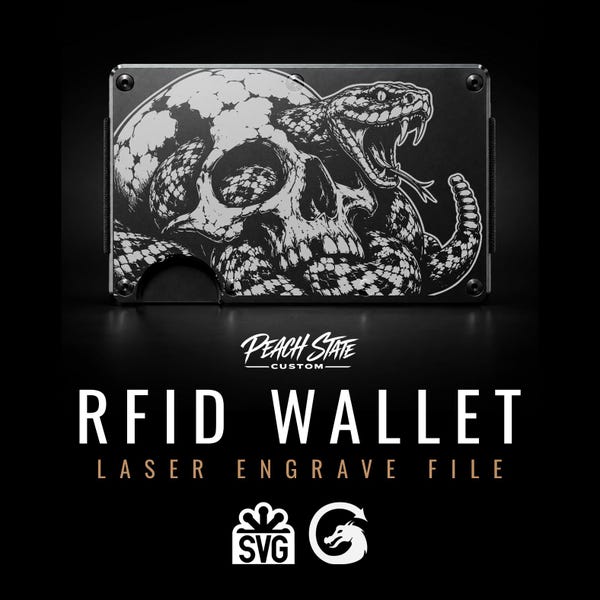 Don't Tread RFID Wallet Laser Engraving File | Rattlesnake Skull SVG | LightBurn File | Wallet Laser File | Digital Download
