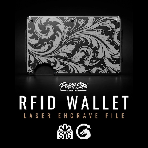 Scrollwork RFID Wallet Laser Engraving File | Ridge Style Wallet SVG | LightBurn File | Digital Laser Engraving Download