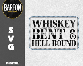 Whiskey Bent and Hell Bound SVG File for Hat Patches | Digital Download for Cricut, Silhouette,  Laser Engravers | Custom Patch Design
