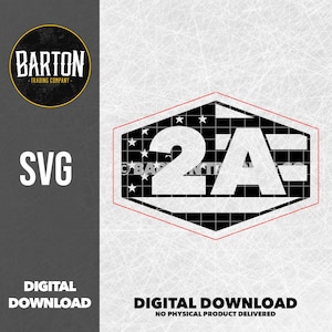 May include: A digital download graphic with the text "SVG" and "Digital Download". The design features a black and white hexagon with the number "2A" in the center, and a section with stars and stripes.