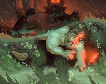 8x10 PRINT - Halloween 2025 - Hookup from the Black Lagoon!