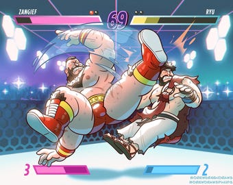 IMPRESIÓN DE 8x10 - Zangief vs. Ryu