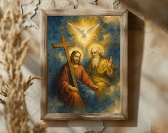 Impression d'art Holy Trinity : déco chrétienne catholique - père fils et Saint-Esprit