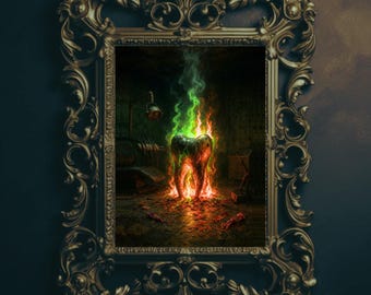 Tooth Inferno Dental Halloween Poster | Fiery Skull Dental Art | Scary Dentist Office Decor | Gothic Tooth Horror Wall Print | Digital