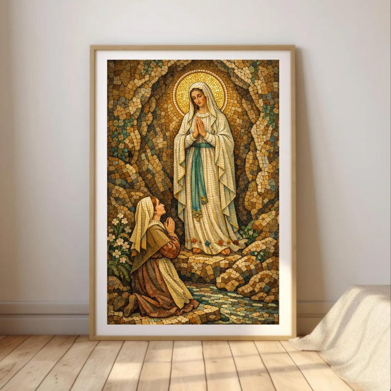 Our Lady of Lourdes Mosaic Wall Art | Virgin Mary Apparition Artwork ...