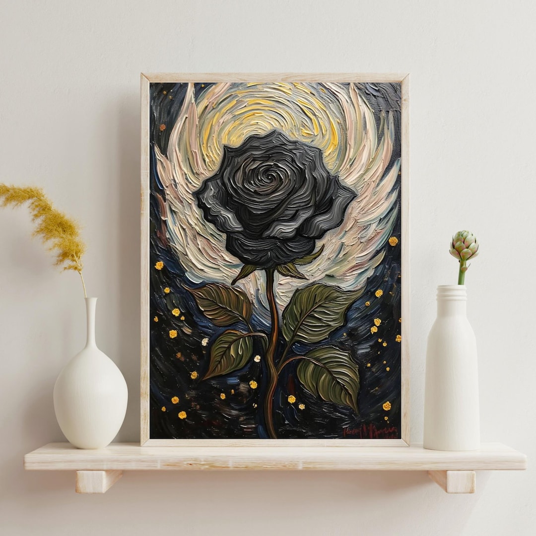 Gothic Black Rose Art Print: Elegant Dark Floral Wall Decor (digital ...