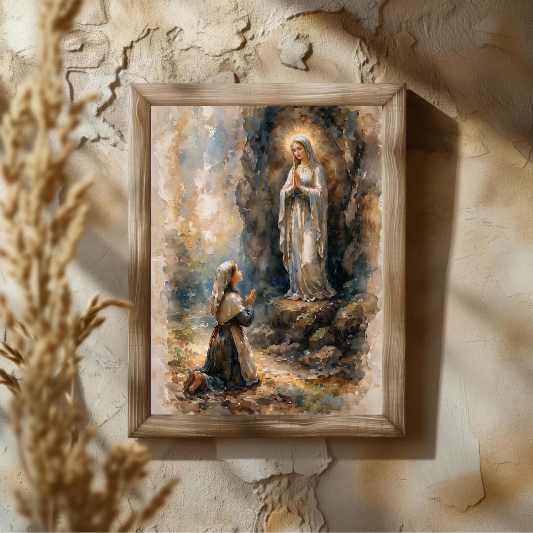 Our Lady of Lourdes Print | Catholic Virgin Mary Art | Spiritual Wall ...