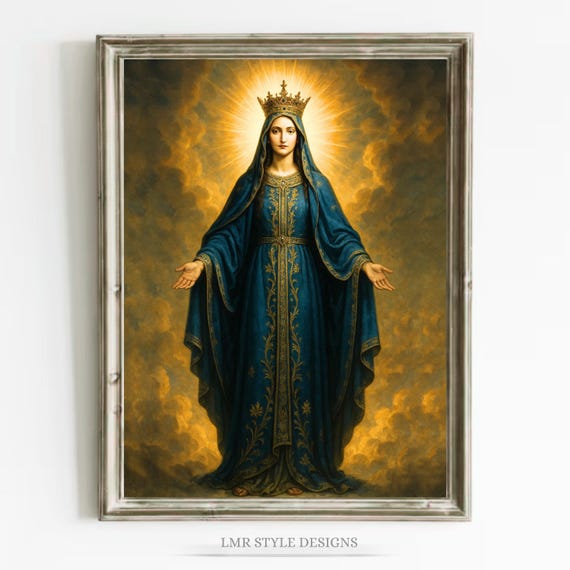 Queen of Heaven Wall Art | Blessed Virgin Mary Print | Catholic