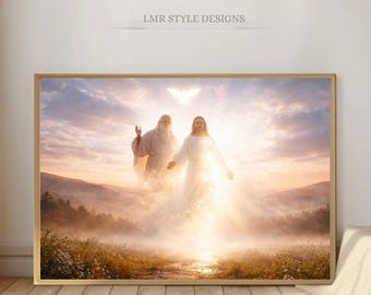 Arte mural de la Santísima Trinidad / Impresión de Padre, Hijo y Espíritu Santo / Obra de arte religiosa cristiana / Decoración católica divina para el hogar / Descarga digital