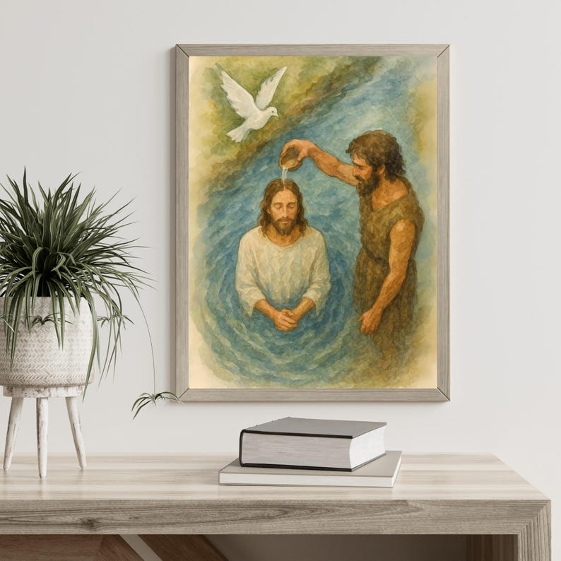 Baptism of Jesus Wall Art | John the Baptist Print | Christian ...
