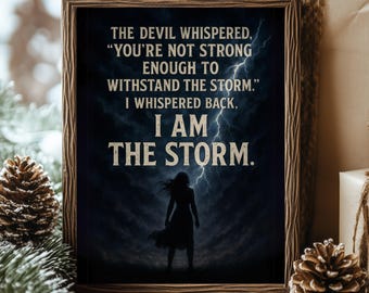 Décoration murale en toile Je suis la tempête pour elle | Impression de citation féminine motivante | Téléchargement numérique inspirant