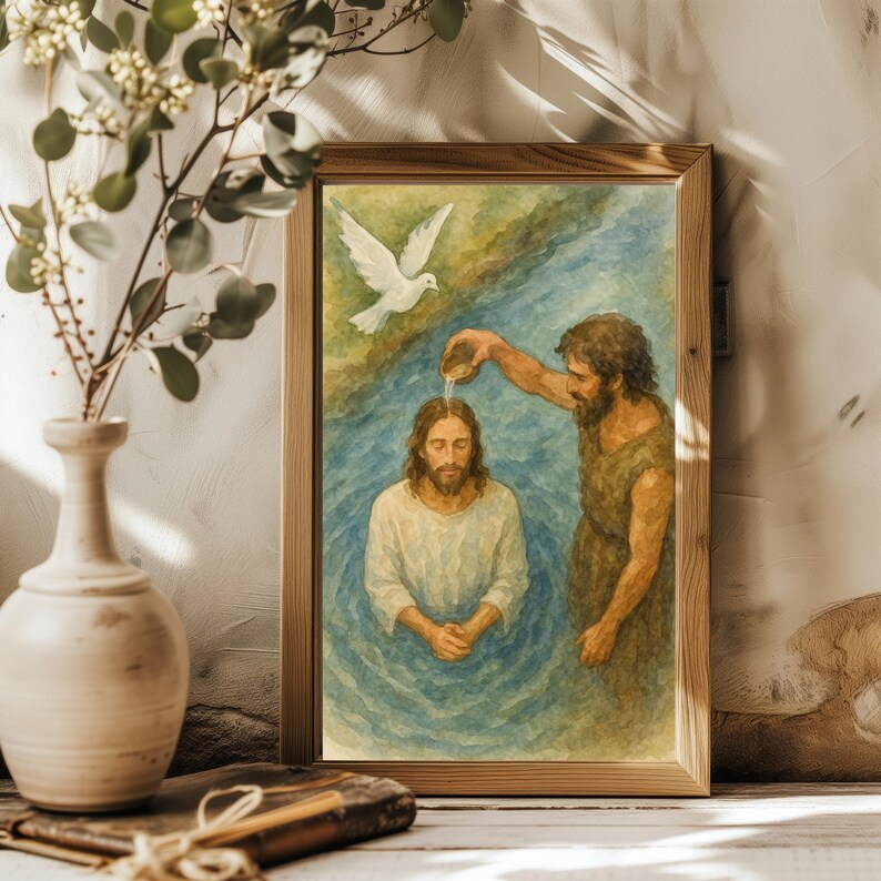 Baptism of Jesus Wall Art | John the Baptist Print | Christian ...