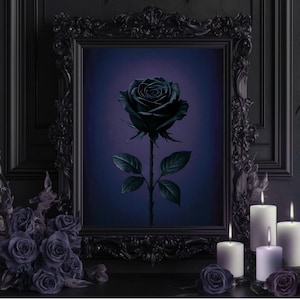 Black Rose Deep Purple Wall Art | Moody Gothic Floral Print | Dark Rose Poster | Witchy Boho Wall Decor | Home Decor | Digital Download